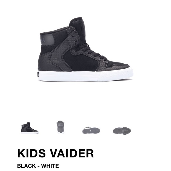 SUPRA KIDS VAIDER BLACK GLITTER WHITE SHOES